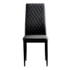 Black modern minimalist dining chair fireproof leather sprayed metal pipe diamond grid pattern restaurant home conference chair set of 6