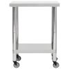 Kitchen Work Table with Wheels 31.5"x17.7"x33.5" Stainless Steel