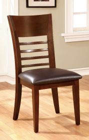 Classic Transitional Set of 2 Dining Chairs Brown Cherry Solid wood Espresso Leatherette Cushion Seat Ladder Back Side Chairs Kitchen Dining Room Furn