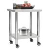 Kitchen Work Table with Wheels 31.5"x17.7"x33.5" Stainless Steel