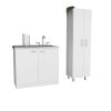 Safford 2 Piece Kitchen Set, Utility Sink Cabinet + Pantry Cabinet, White