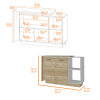 York 2 Piece Kitchen Set, Kitchen Island + Pantry , White /Light Oak