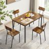 Dining Table Set 5-Piece Dining Chair with Backrest; Industrial style; Sturdy construction(Rustic Brown; 43.31''L*27.56''W*30.32''H)