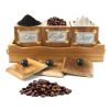 WILLART Handcrafted Teak Wood Antique Look Tea Coffee Sugar 3 Container Set in Wooden Tray â€šÃ„Ã¬ Container with Lids (Dimension : 10.50 x 4 x 5 Inch)