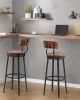 Swivel Bar Stool; High Bar Stool With Backrest; PU Soft Seat Cushion; Industrial; Thickened Iron Frame; Footrest.(Rustic Brown; 13.4''w x 40.5''h)