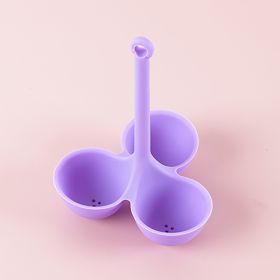 1pc; Egg Poacher; Silicone Egg Steamer Food Grade High Temperature Resistant Children's Food Supplement 3 Holes Steamed Egg Tray Convenient Boiled Egg (Color: Purple)