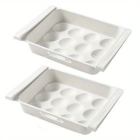 2pcs Kitchen Refrigerator Freshness Storage Boxes; 12 Grids Egg Storage Boxes; Multifunctional Drawer Type Food Divided Storage Boxes (Quantity: 2pcs)