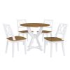 5-Piece Round Dining Table Set with Trestle Legs and 4 Cross Back Dining Chairs