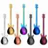 4Pcs Metal Guitar Spoon Flatware Set 18/10 Stainless Steel Guitar Spoons Creative Milk Coffee Spoon Ice Cream Candy Teaspoon