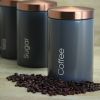 MegaChef Essential Kitchen Storage 3 Piece Sugar;  Coffee and Tea Canister Set in Matte Gray